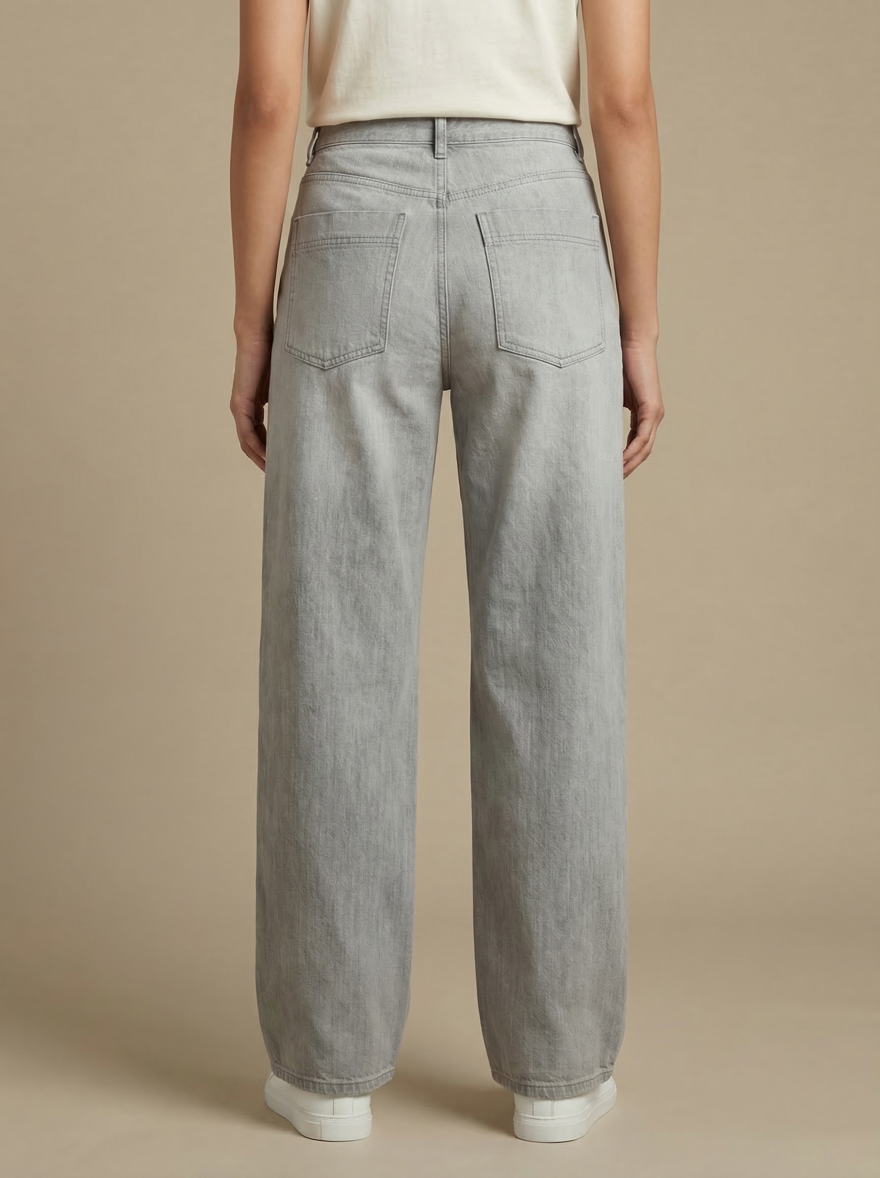 Washed Gray Wide-Leg Jeans Sample view 2