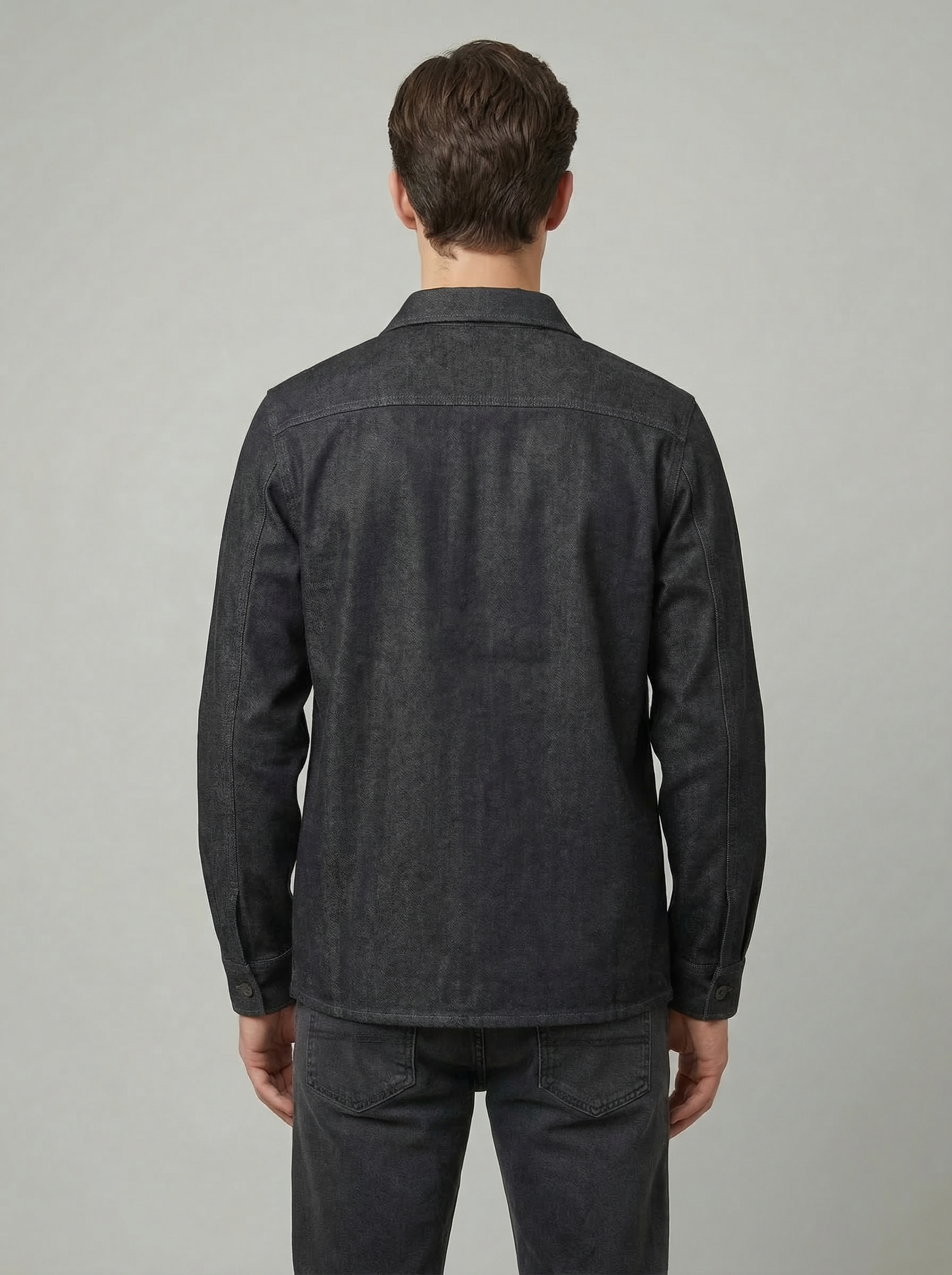 Washed Black Denim Shacket Sample view 2